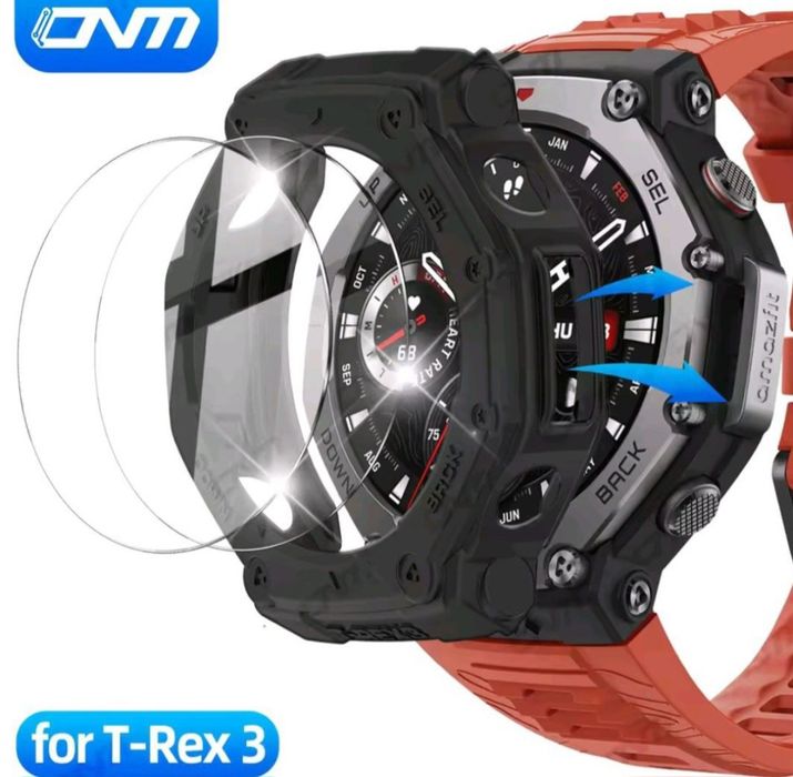 Amazfit t-rex 3 комплект захисне скло + бампер