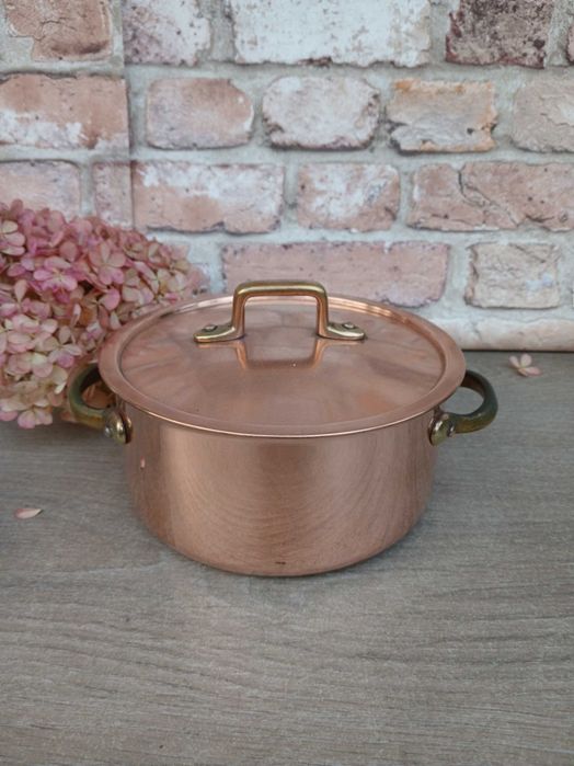 Miedziany garnek z pokrywką pojemność 1,6 litra
