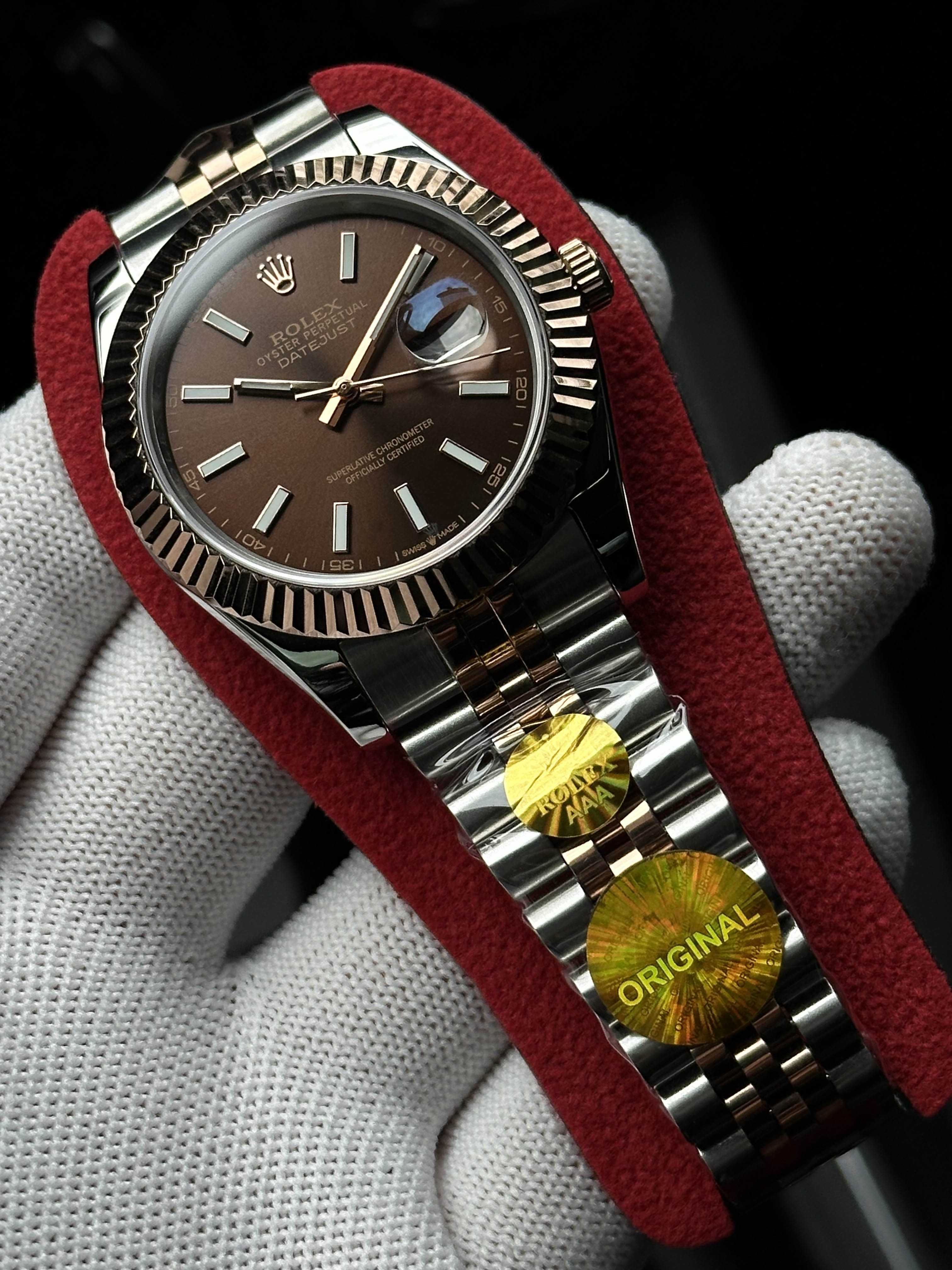 Швейцарские часы Rolex Datejust Chocolate Rose Gold. Топ качество