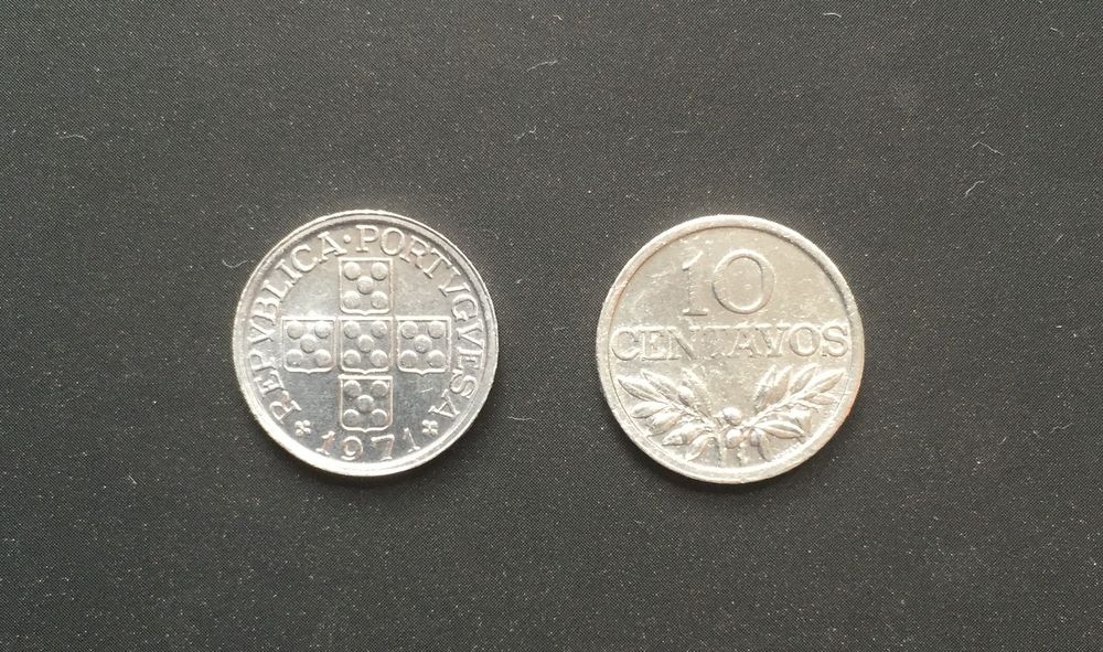 Moedas Portugal 10 centavos em alumínio anos 1971 a 1978
