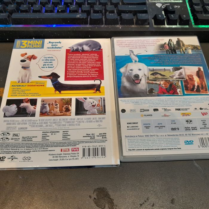 płyty z filmami sekretne życie zwierzaków domowych i szajbus i pingwin