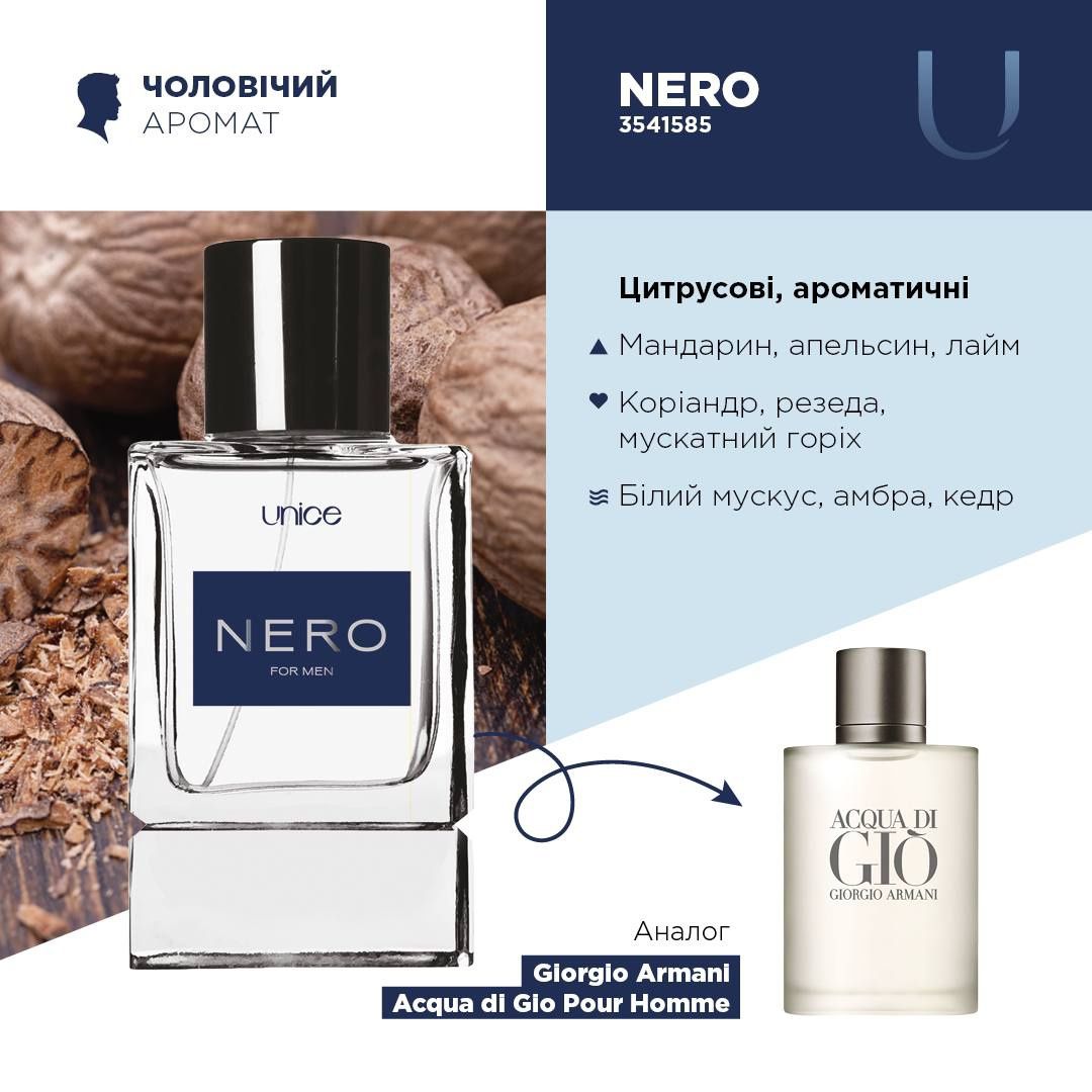 Чоловіча парфумована вода Unice Nero, 50 мл