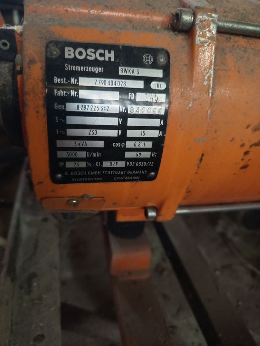 Agregat prądotwórczy prądnica 3kw Bosch silnik Briggs &stratom 8 hp