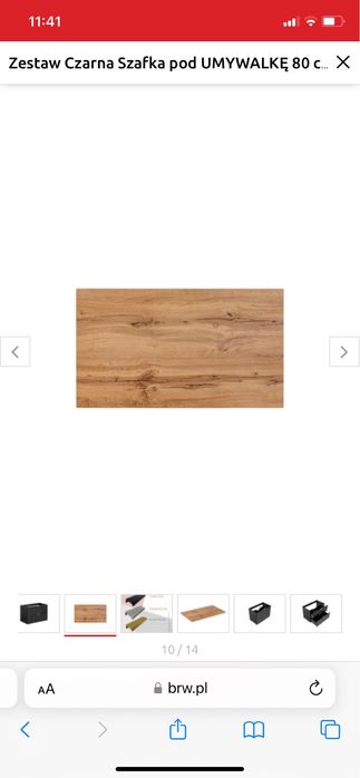 Szafka łazienkowa 80 cm czarny Ryflowany front, drewniany blat x 2