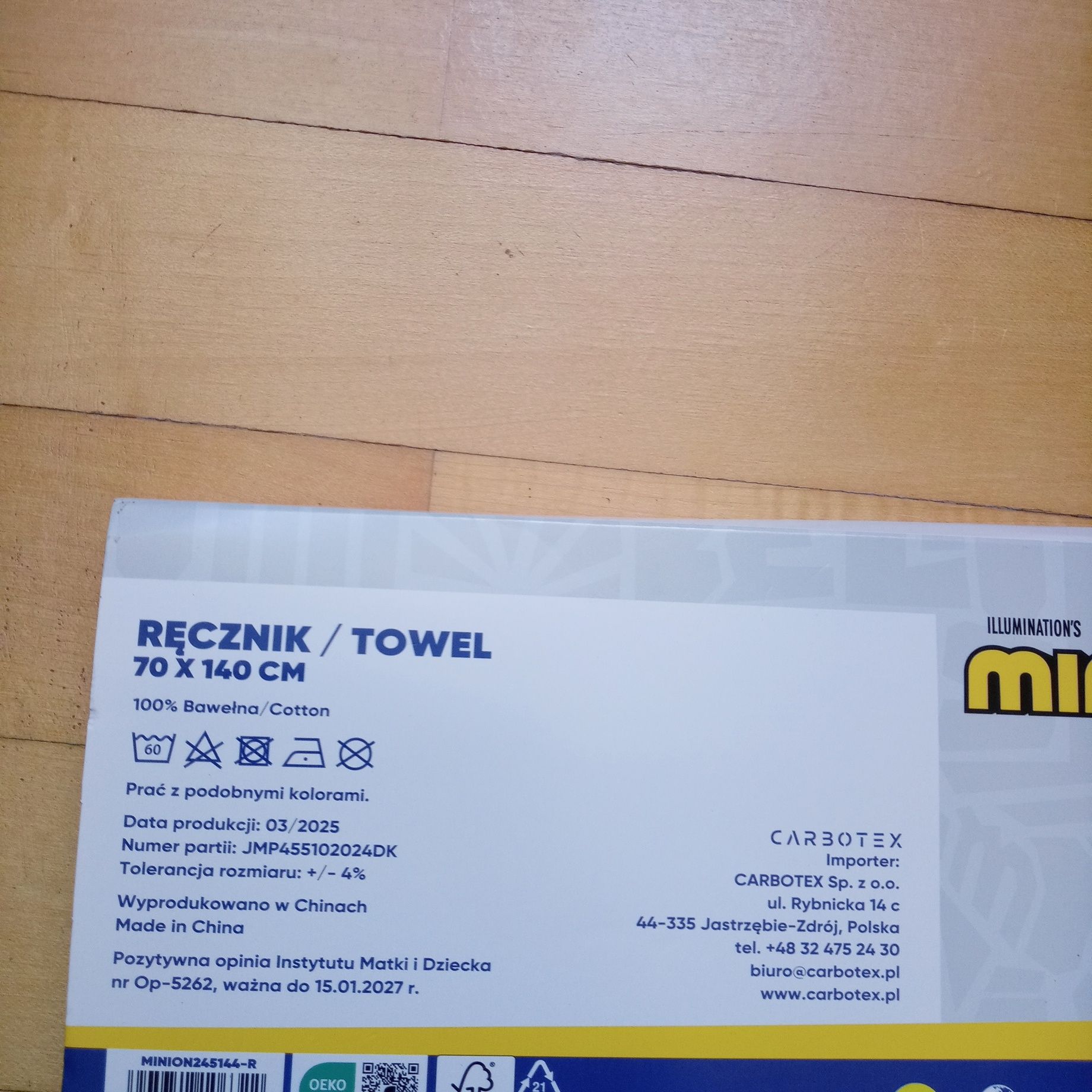 Recznik plazowy Minionki roz 140x70