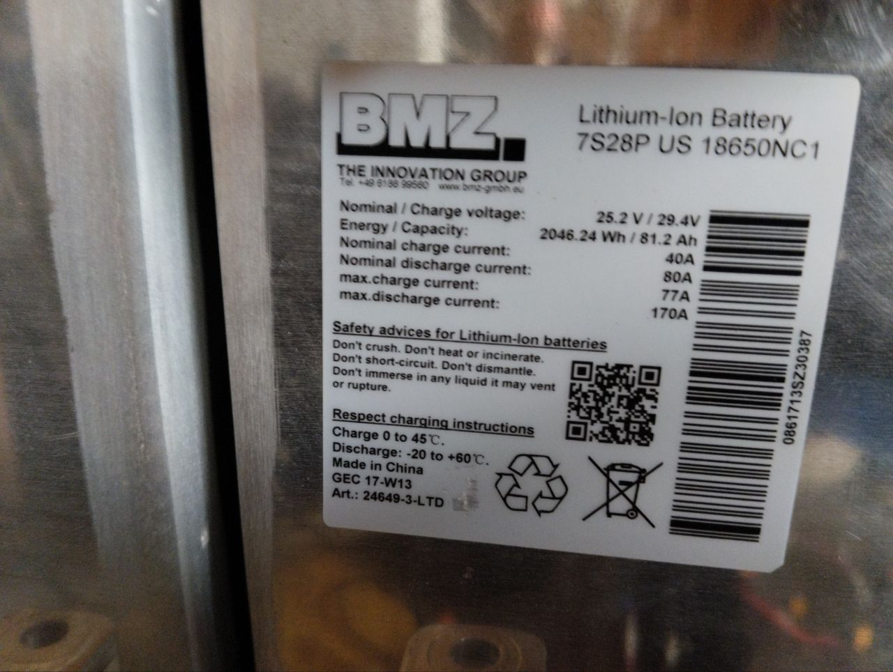 Батарея Li ion  24V 48V 80Ah Sony