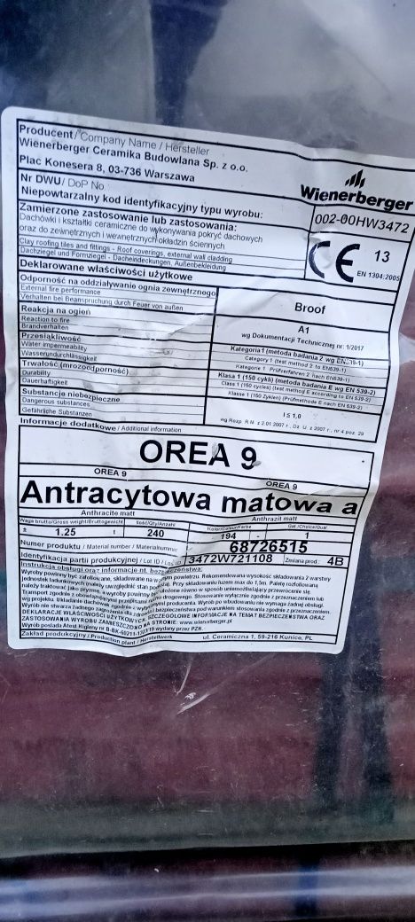 Dachówka Orea 9 Antracytowa Wienerberger