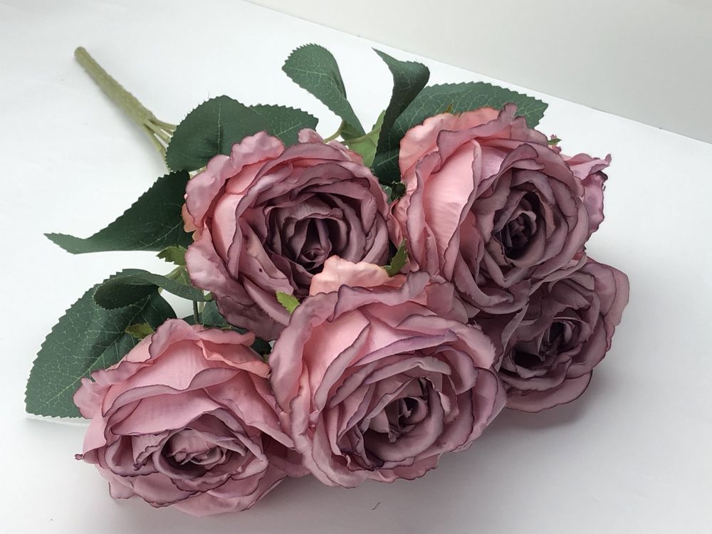 Bukiet sztuczny róż 42 cmbrudny różowy