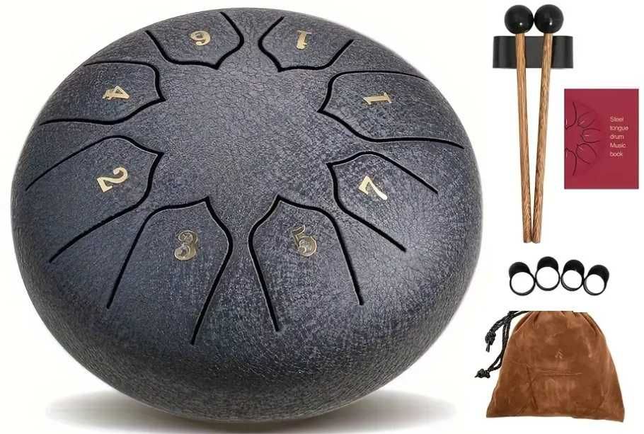 BĘBEN JĘZYKOWY STEEL TONGUE DRUM handpan 6" 8 tonów + pokrowiec + nuty