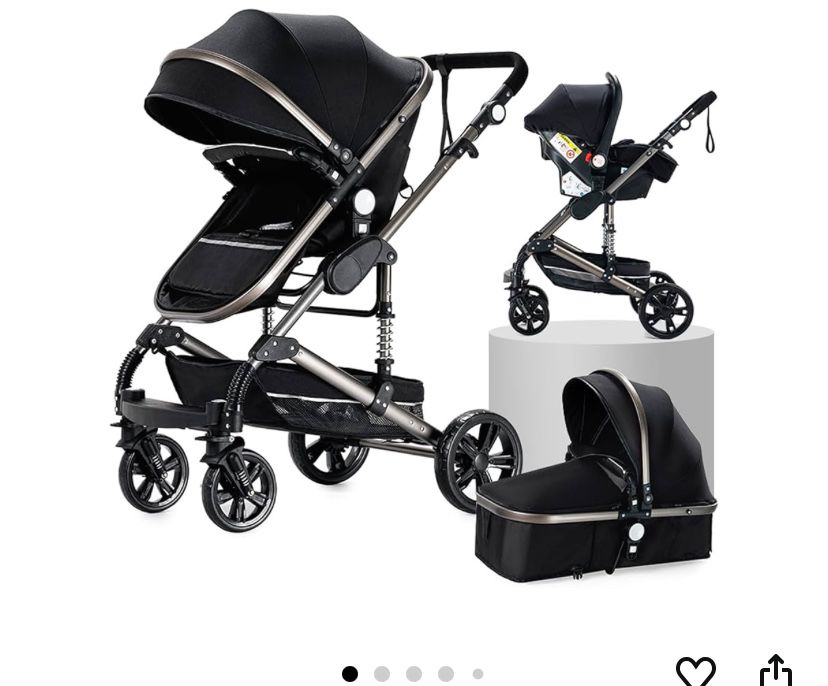 Carrinho de bebé com alcofa e cesto