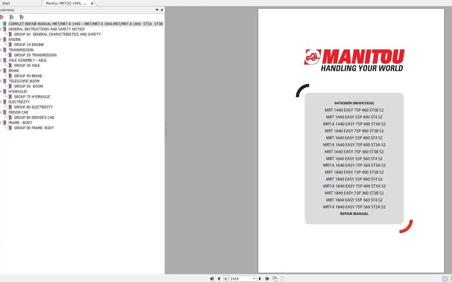 MANITOU Instrukcje Napraw Schematy Elektryczne MT MRT Paczka PDF 40GB