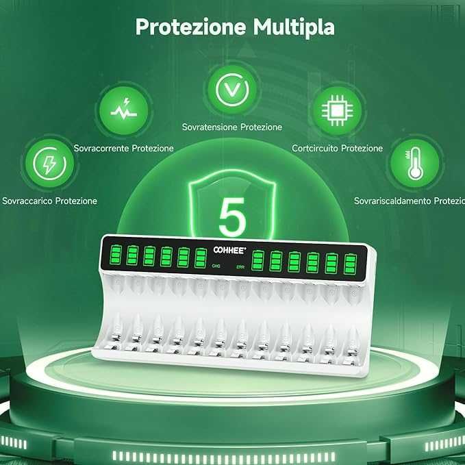 OOHHEE Інтелектуальний зарядний пристрій для акумуляторів AA AAA