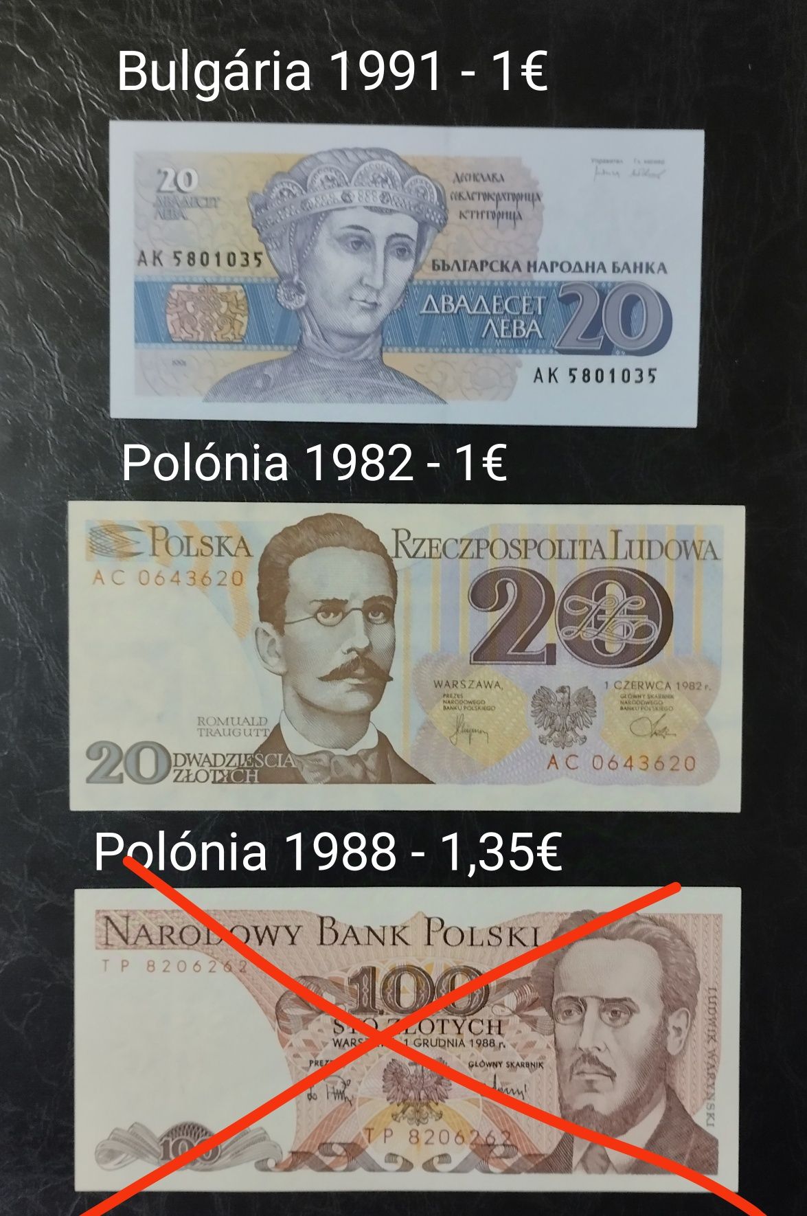 Notas estrangeiras, Europa