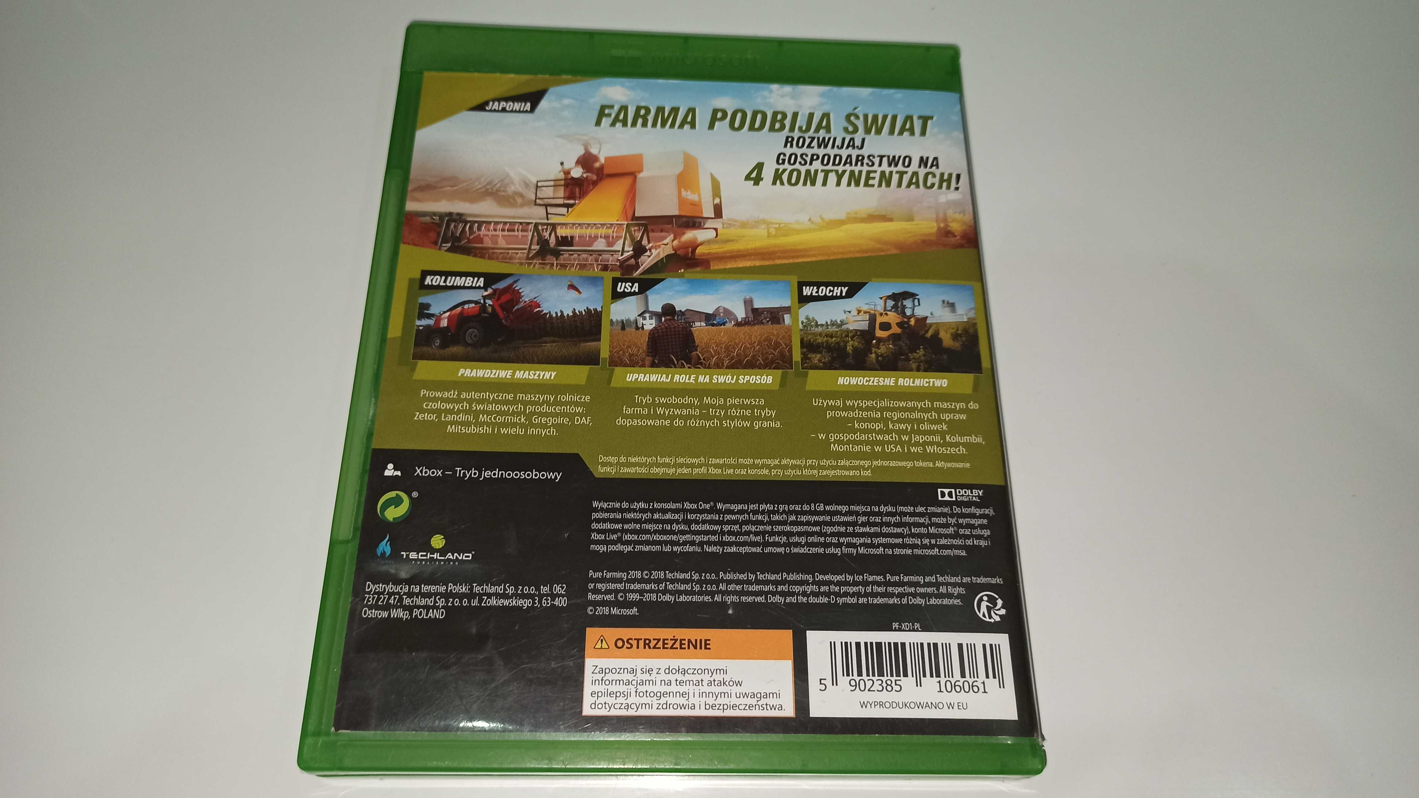 xbox one SYMULATOR FARMY PURE FARMING 2018 po polsku , polska okładka