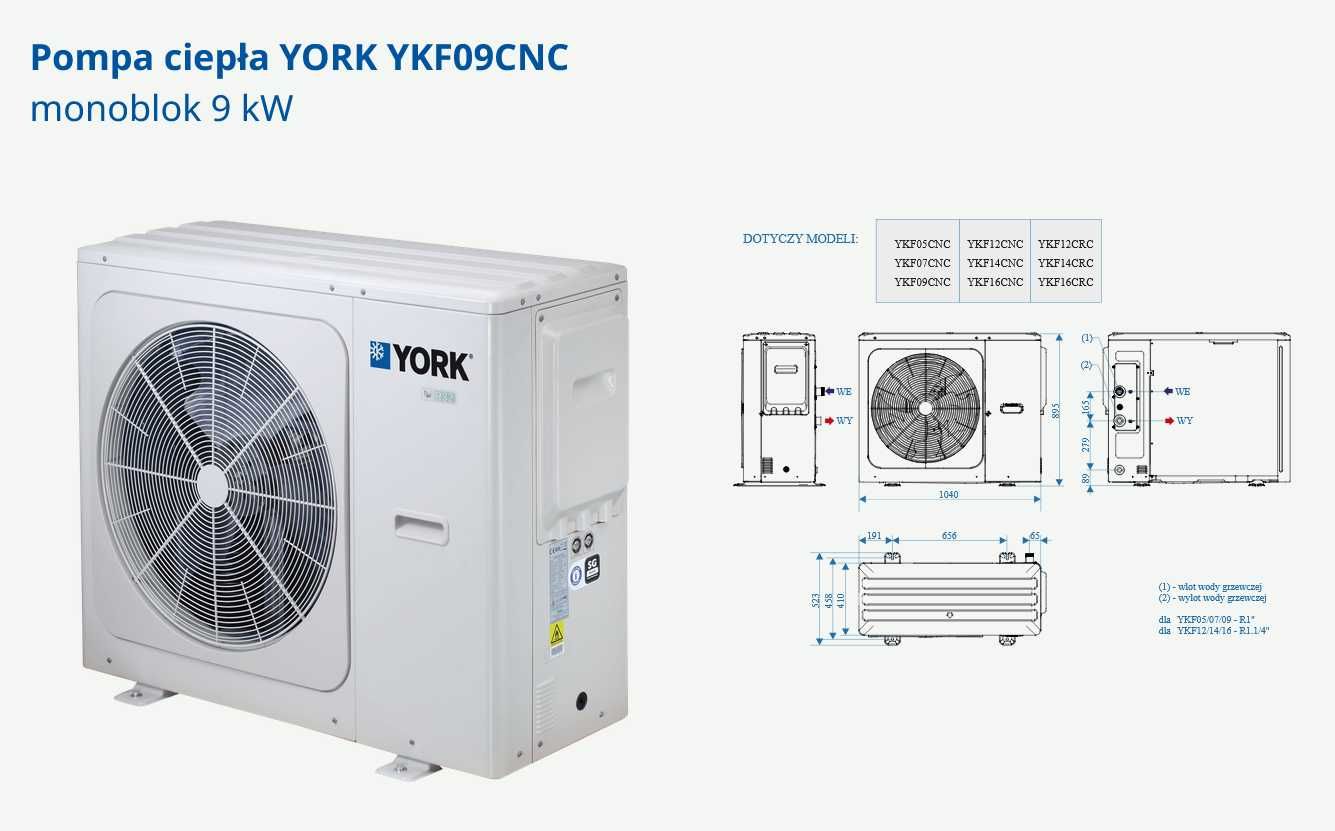 !! SUPER CENA !!  Pompa ciepła YORK YKF09CNC 9 kW R32 Seria "C"