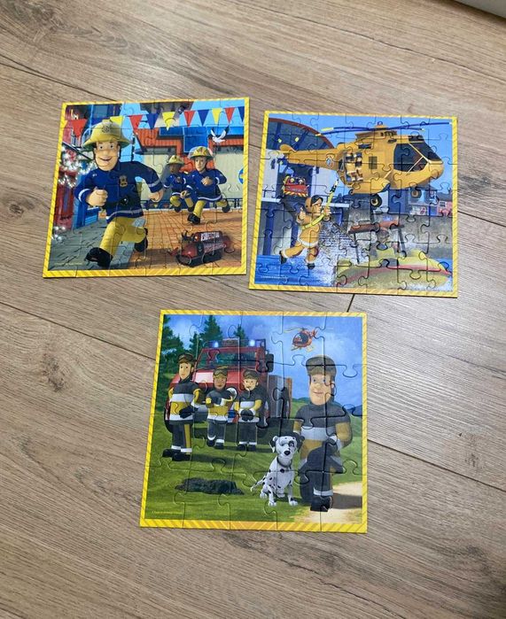 Trefl puzzle strażak Sam 3w1 wiek 3+ stan bardzo dobry