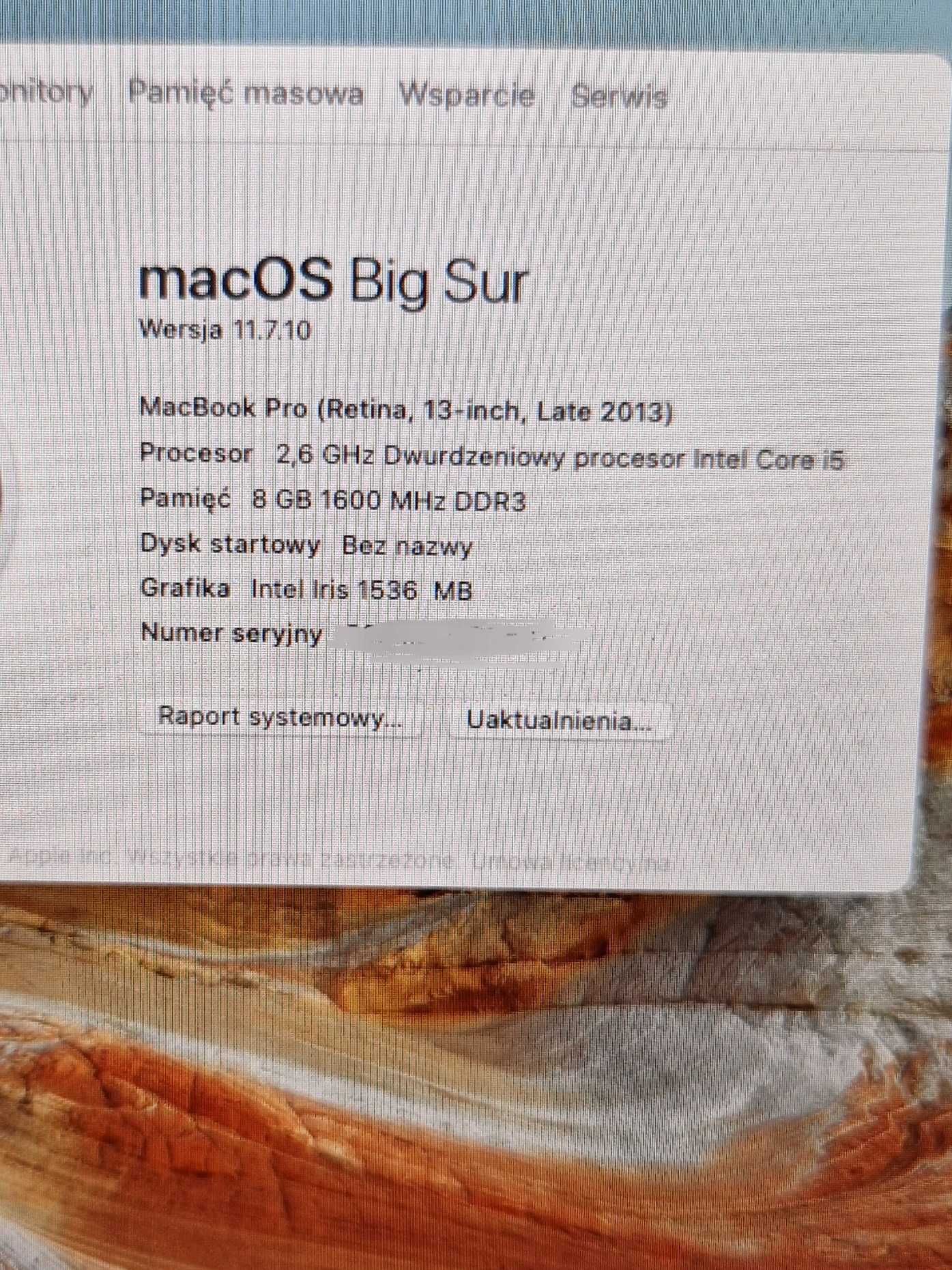 Laptop Macbook A1502 Retina 8GB RAM 500GB pamięci