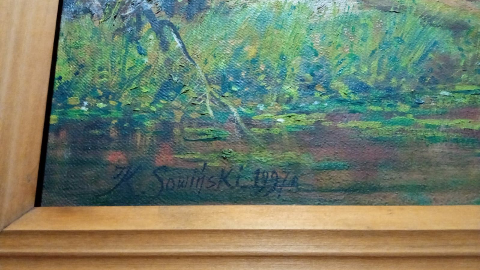 Krzysztof Sowiński 1997 autentyk obraz pejzaż natura w ramie ANTYK