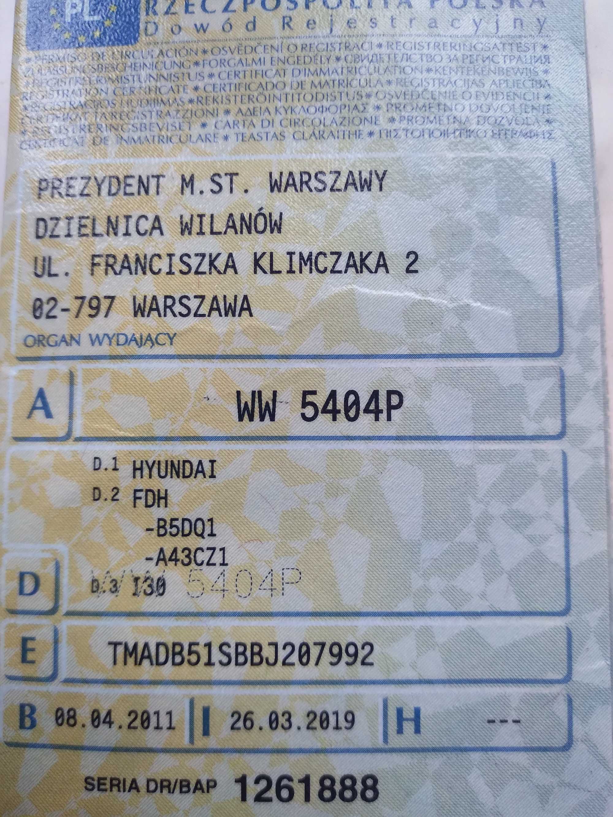 Hyundai I-30 1,6 D A/C Automat Salon Polska II Właściciel 88 Tyś Km.