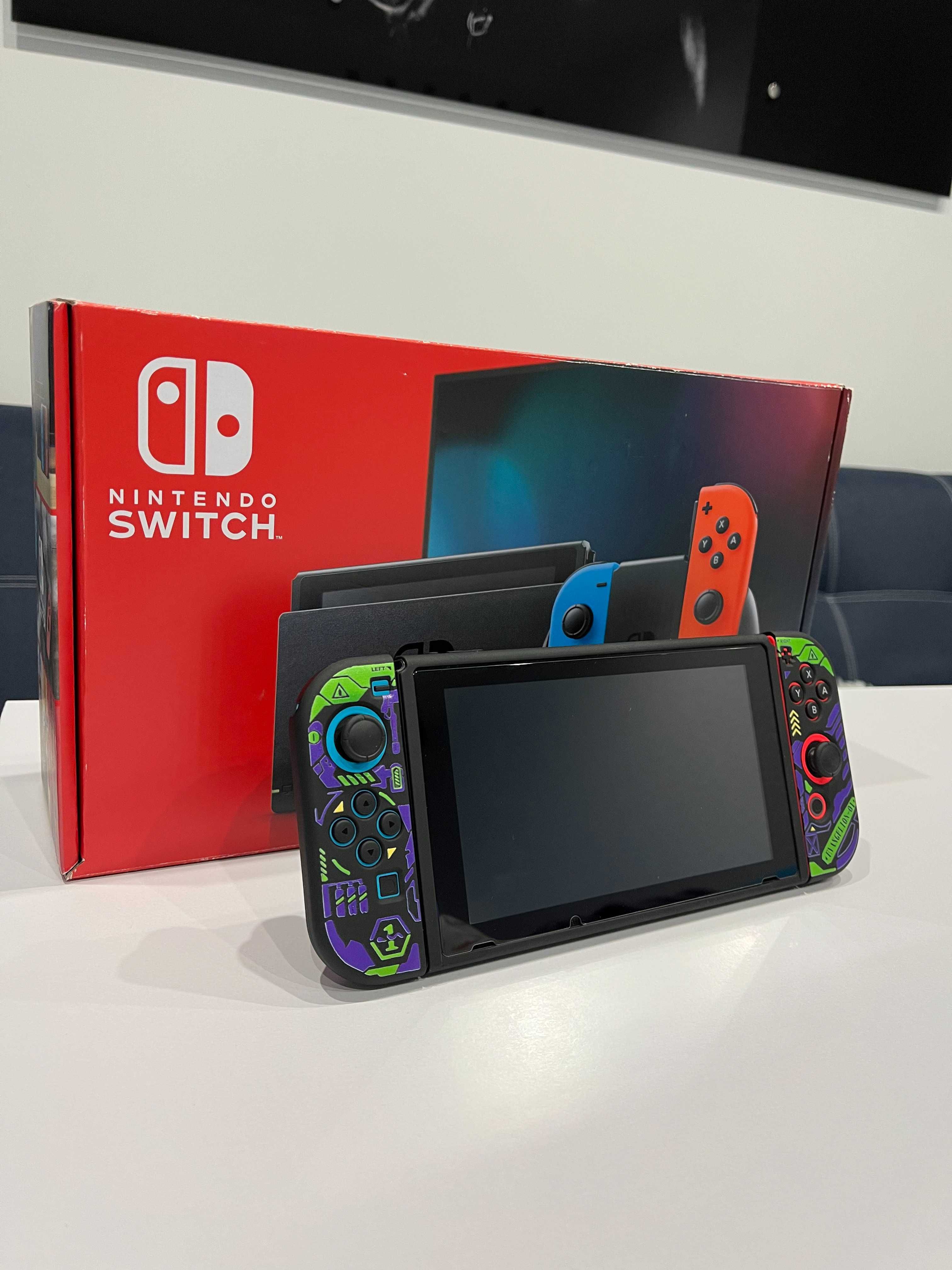 Nintendo Switch v.2 + Док станція + EVA кейс + чохли Evangelion + Скло