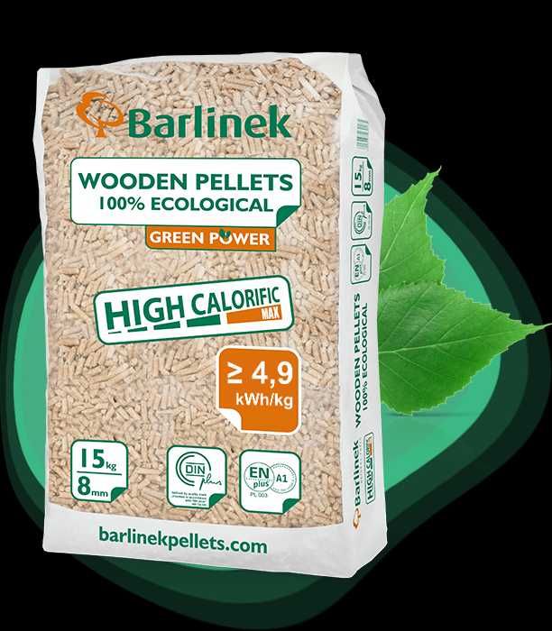 Pellet Barlinek 6mm 15kg certyfikat EN PLUS DIN PLUS Transport