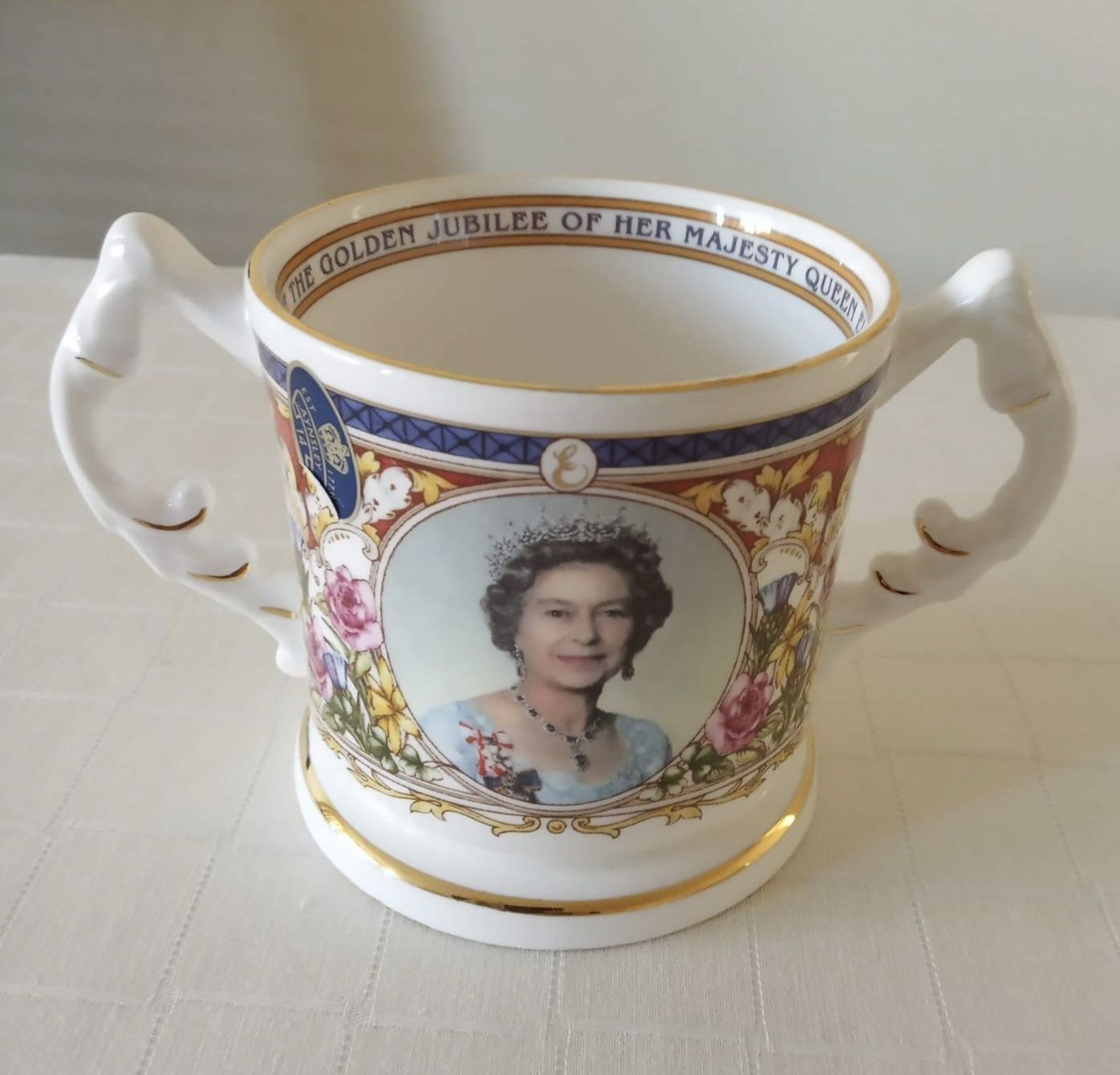 Jubileuszowy Aynsley Królowa Elżbieta Kolekcjonerski Kubek Porcelanowy