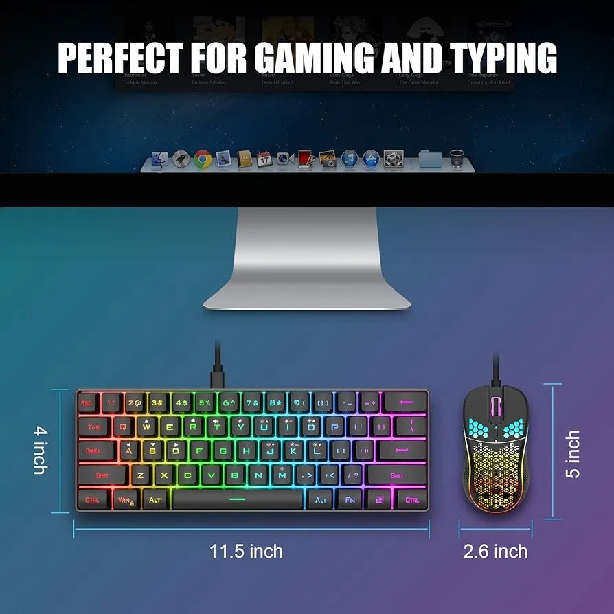 Klawiatura i mysz redthunder k61 podświetlenie rgb uķład de qwertz