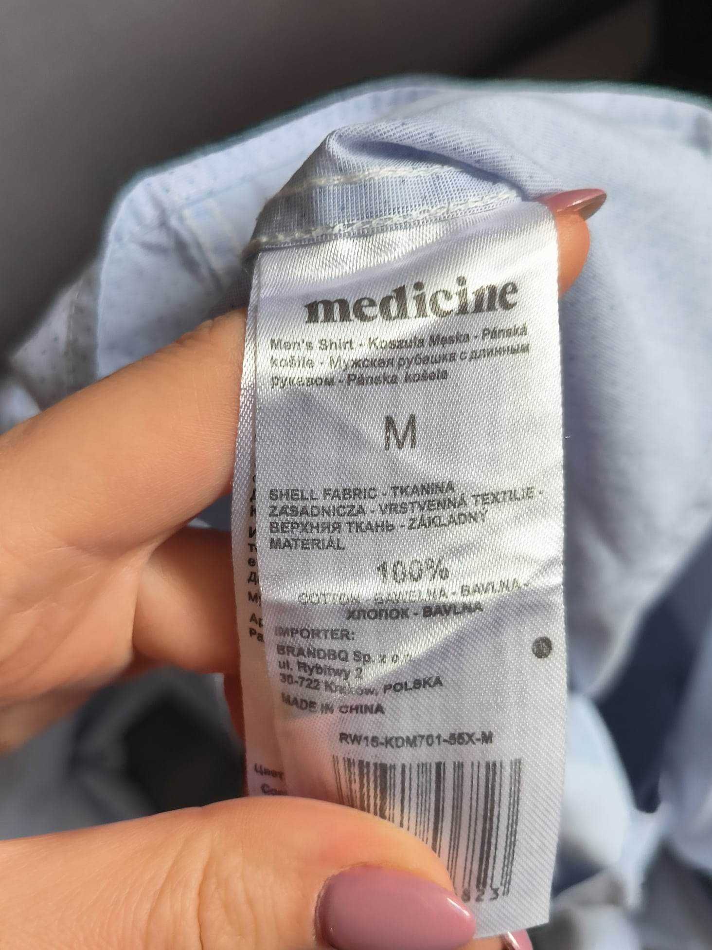 Koszula męska błękitna w kropki Medicine 100% bawełna