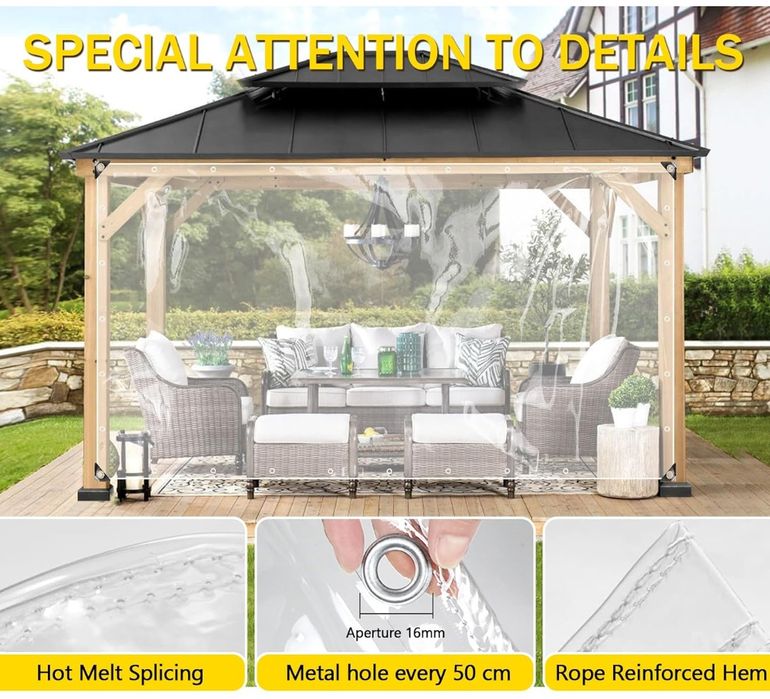 Transparentna plandeka z oczkami 420 g/m² 3 x 6 m,