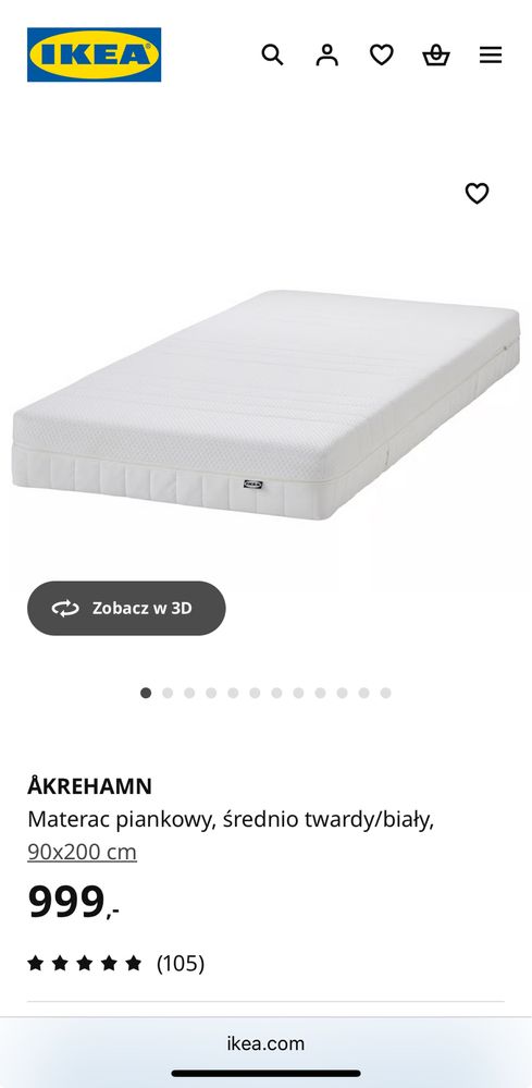 Łużko+materac IKEA 90x200 cm