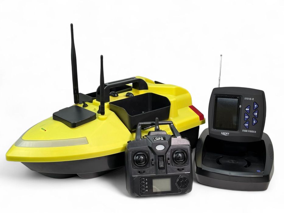 Короповий кораблик Hirisi V020 GPS жовтий з ехолотом Lucky FF918-C