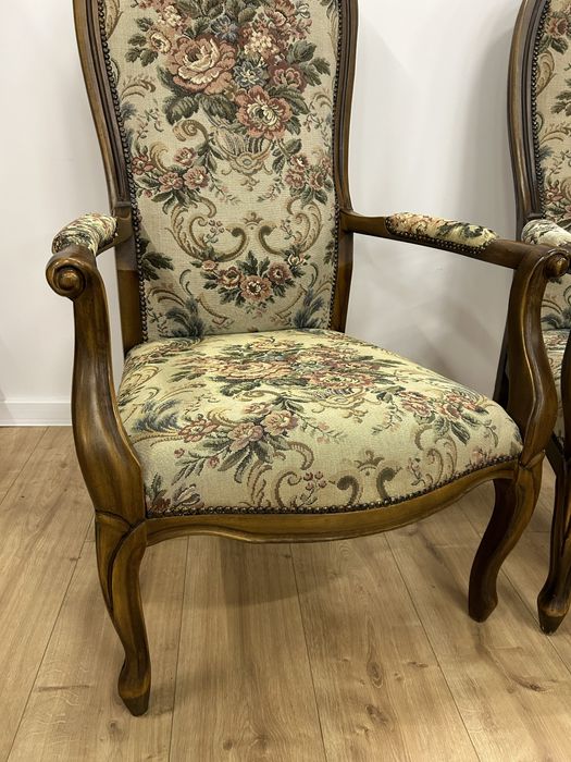 Fotele stylowe komplet dwie sztuki gobelin