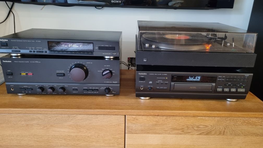 Wieża lata 90 Technics, Dual 606, JBL ES90, standy