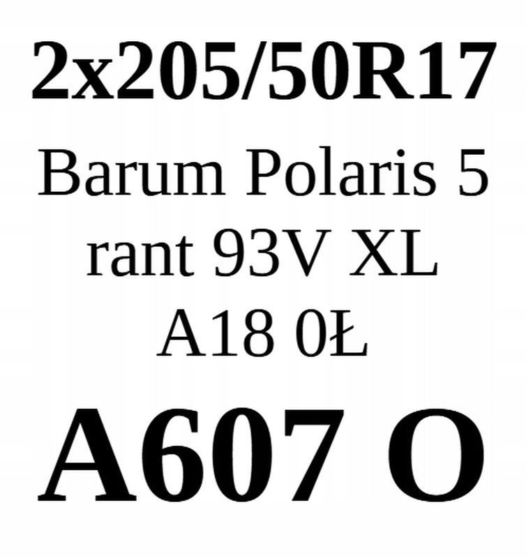 2x 205/50r17 Barum Polaris 5/93v Xl