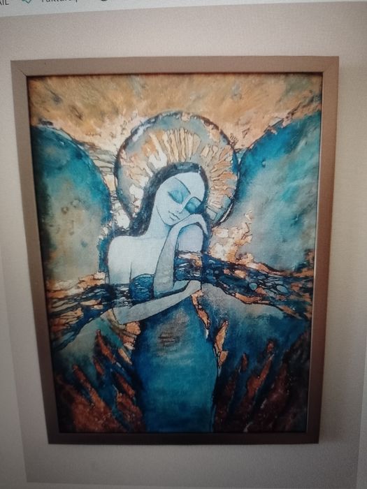 Obraz Anioł niebieski w ramie 42x32cm
