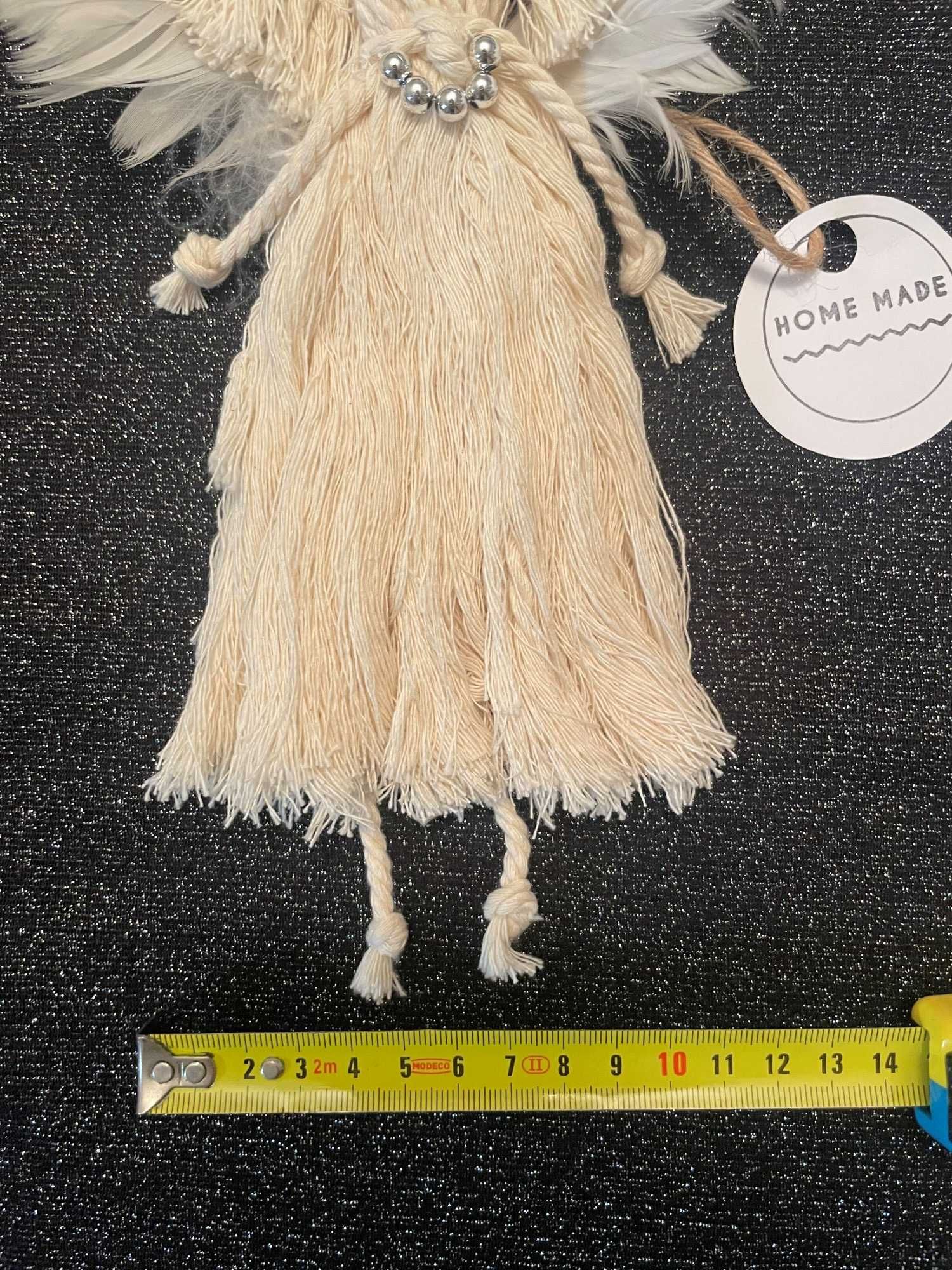 Anioł ręcznie robiony beżowy 25 cm