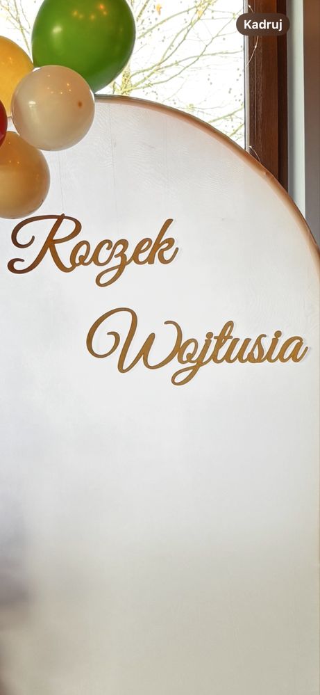 Duzy drewniany napis Roczek Wojtusia