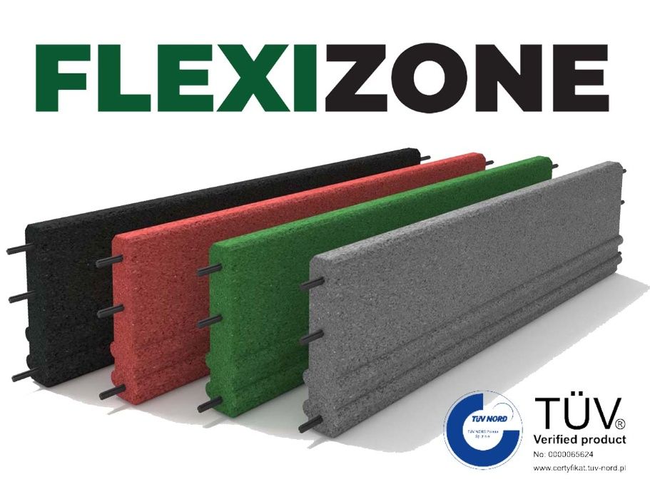 Elastyczne obrzeża, krawężniki gumowe wzmocnione SBR 50mm TUV