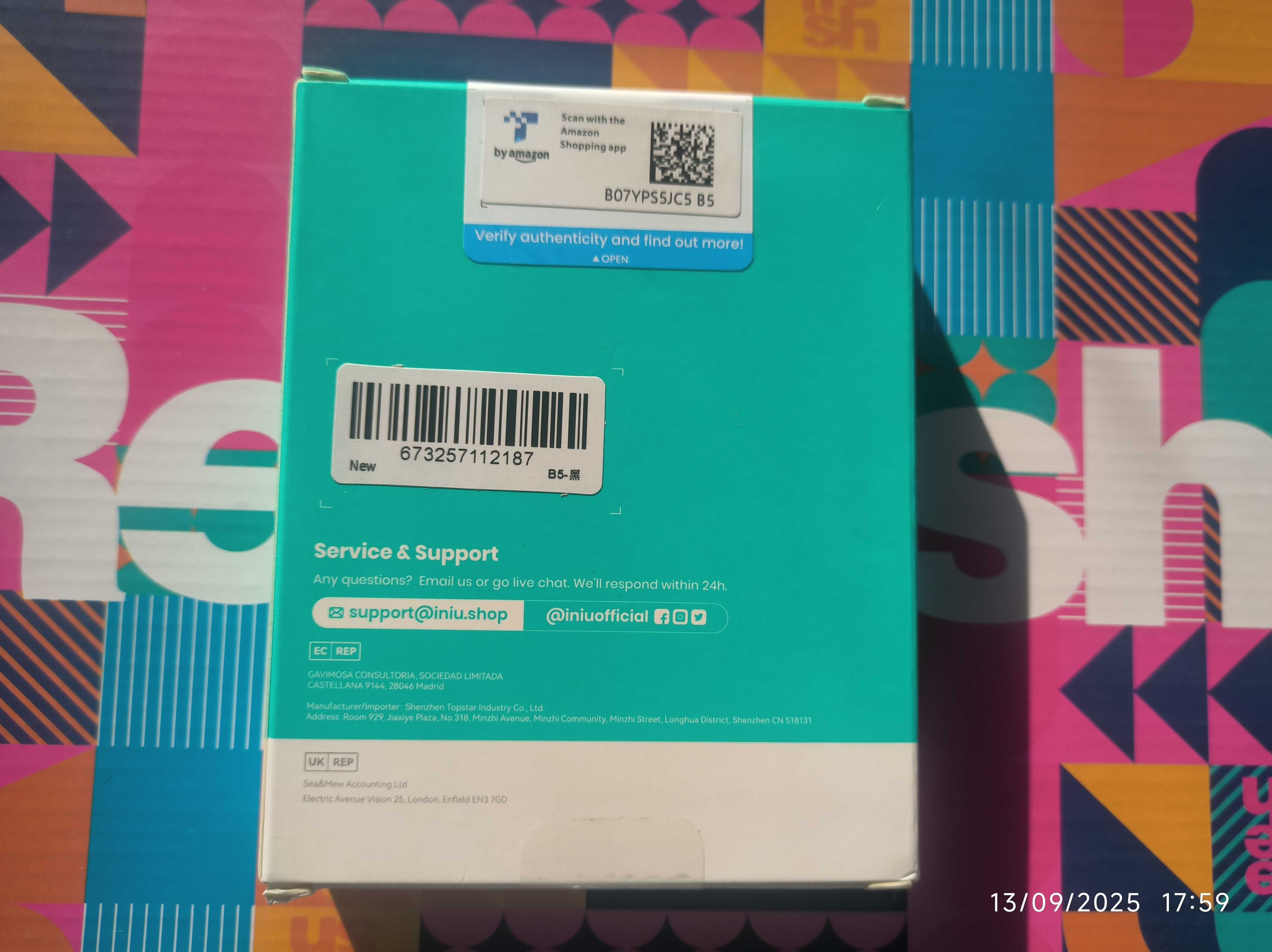 INIU Power Bank, 22,5 W 20000 mAh bateria externa com lanterna