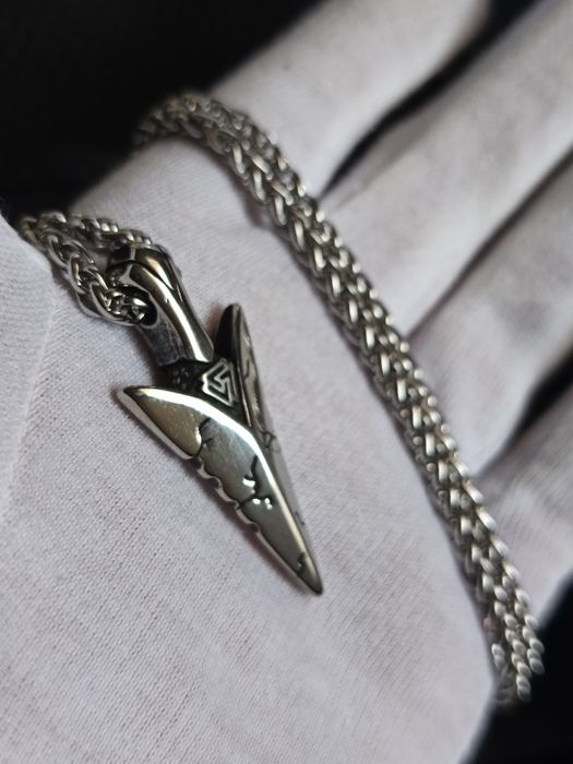 Colar 100% aço inoxidável Viking Silver Arrow