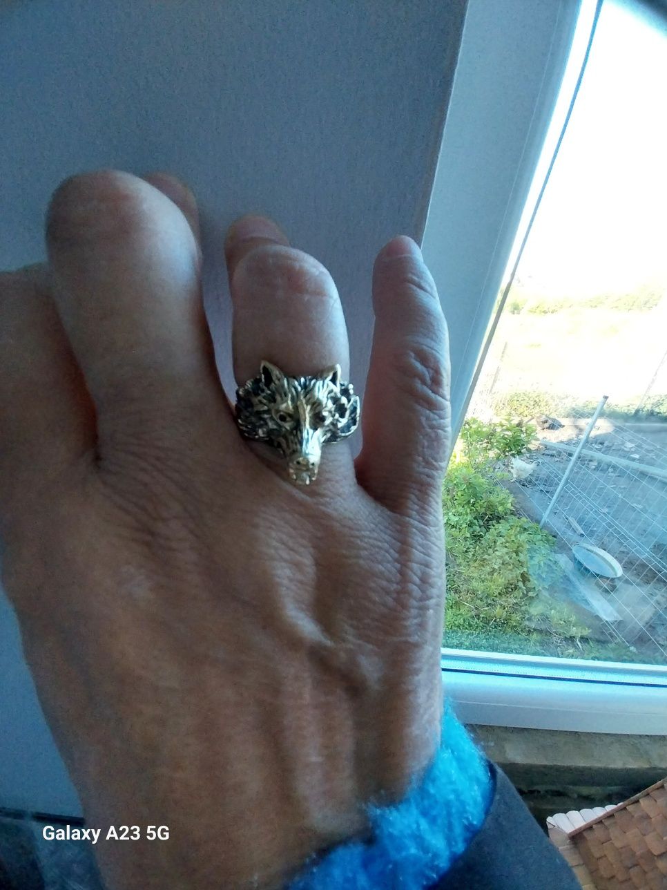 Złoty pierścionek sygnet łowiecki wilk. Próba 585.