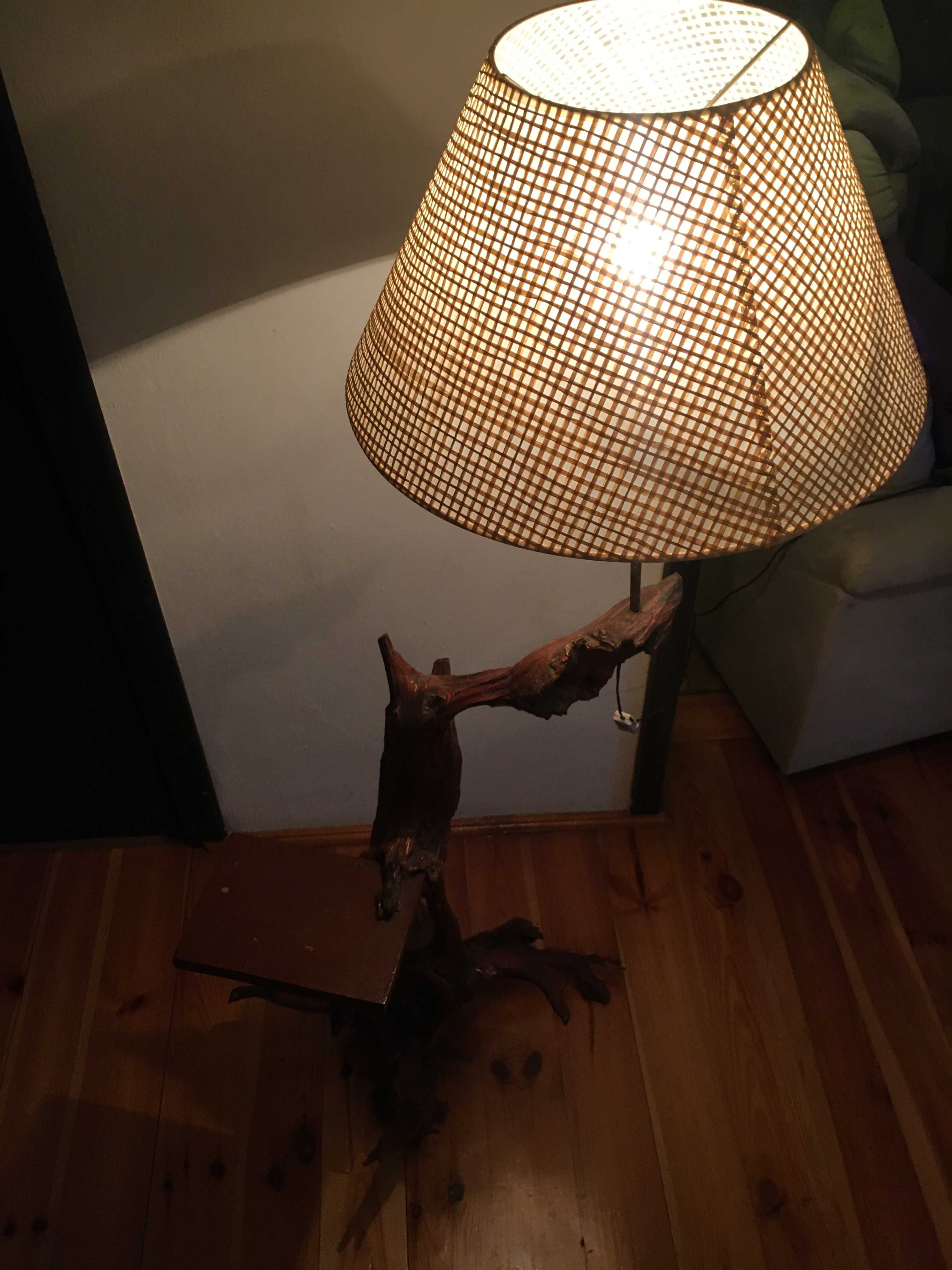 Lampa podłogowa z abażurem, vintage, ręcznie wykonana.