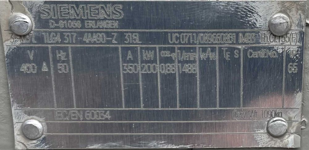 Silnik elektryczny SIEMENS 200 kW 1480 obr