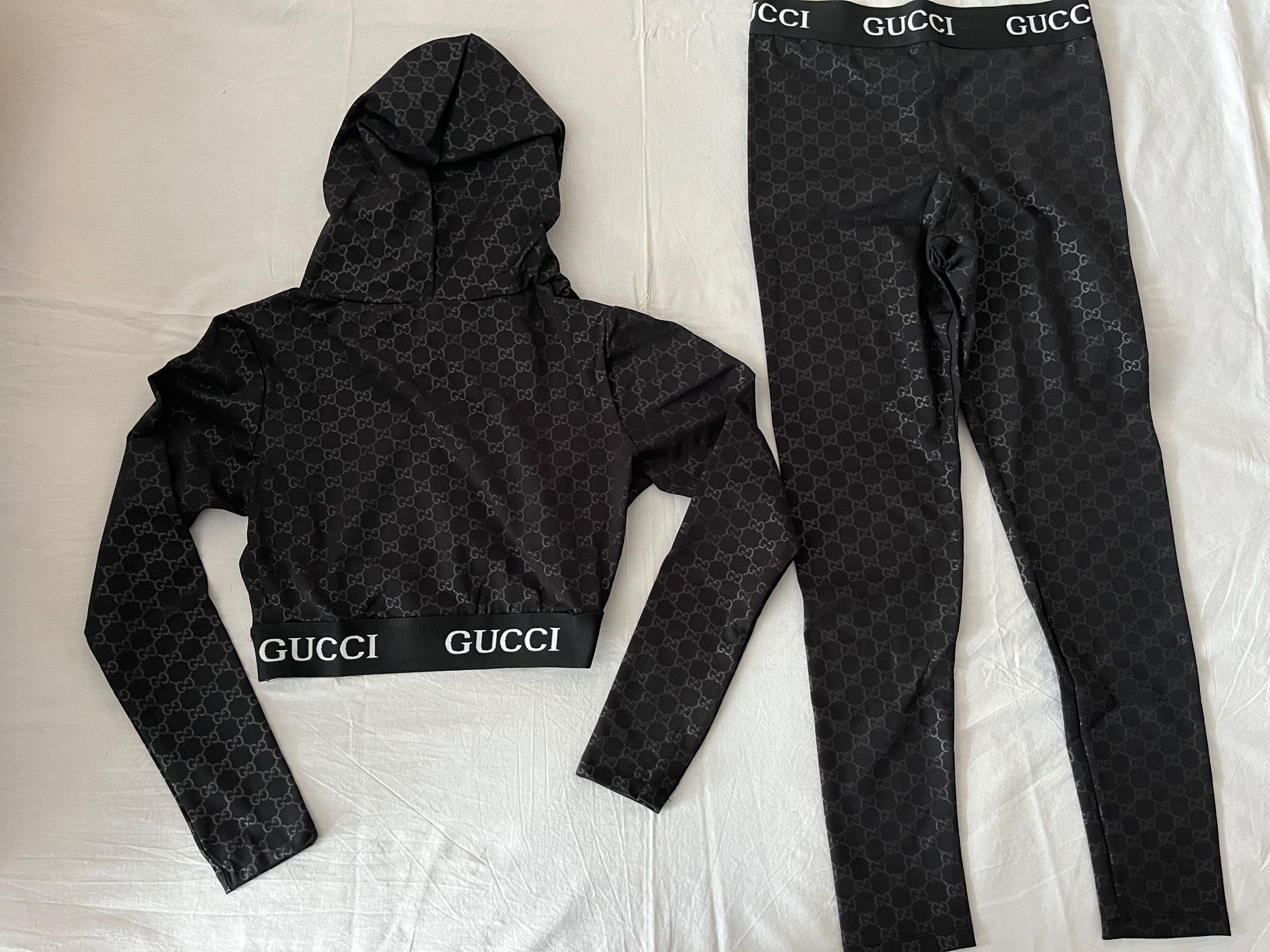NOWY damski strój na siłownię Gucci do biegania GG legginsy bluzka XXL