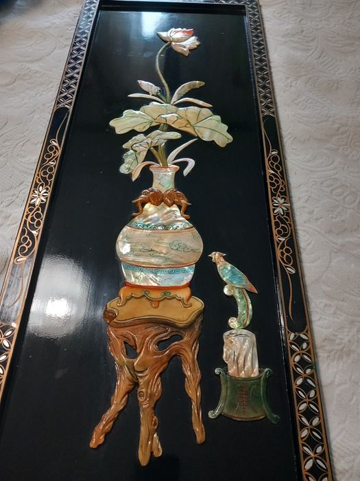 Quadro antigo chinês em relevo