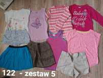 Ubrania dziewczęce  122 - zestaw 5
