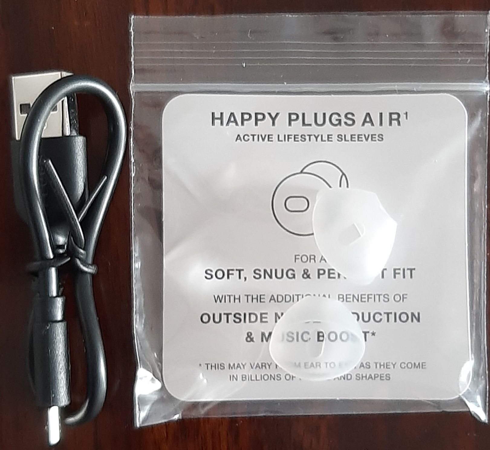 Ponteiras novas e cabo usb para airpods happy plug