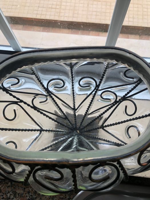 Jarra decoração em metal e vidro