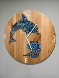 Drewniany zegar ścienny boho style rękodzieło