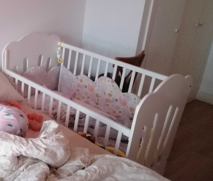 Cama  Bebé   Cosleep  Trama Série Corazones Branco Mate/Cinza